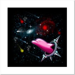 dolphin going to galaxy Posters and Art